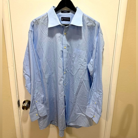 Stafford Essentials Oxford Blue Dress Shirt sz 18 - Picture 1 of 3